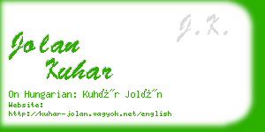jolan kuhar business card